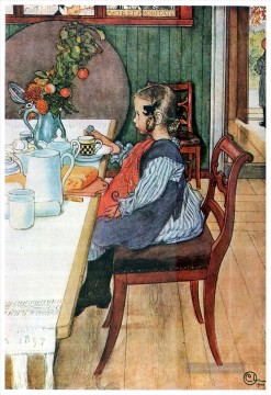 eine miserable Frühstück 1900 Carl Larsson s Spätaufsteher Ölgemälde